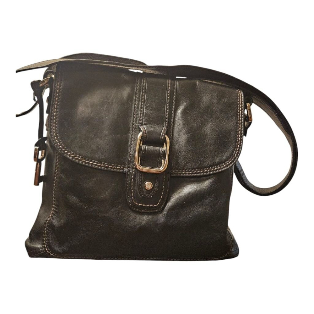 Women's Vintage Fossil Leather Crossbody Bag Black